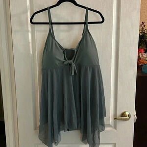 Tankini 1 pc green flowy bathing suit Tag is 3x measures 17” ptp NEW